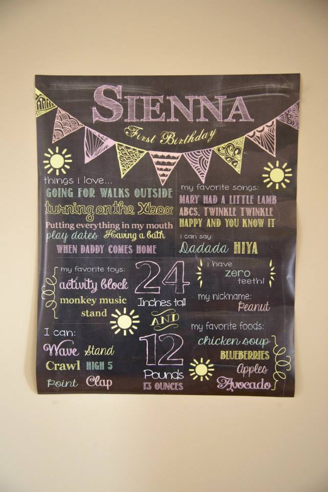 Sienna's first birthday party - chalkboard
