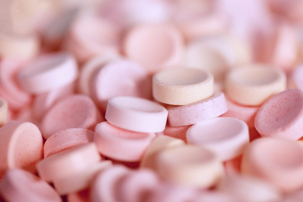 Pink rocket candies. Sugar increases stress levels